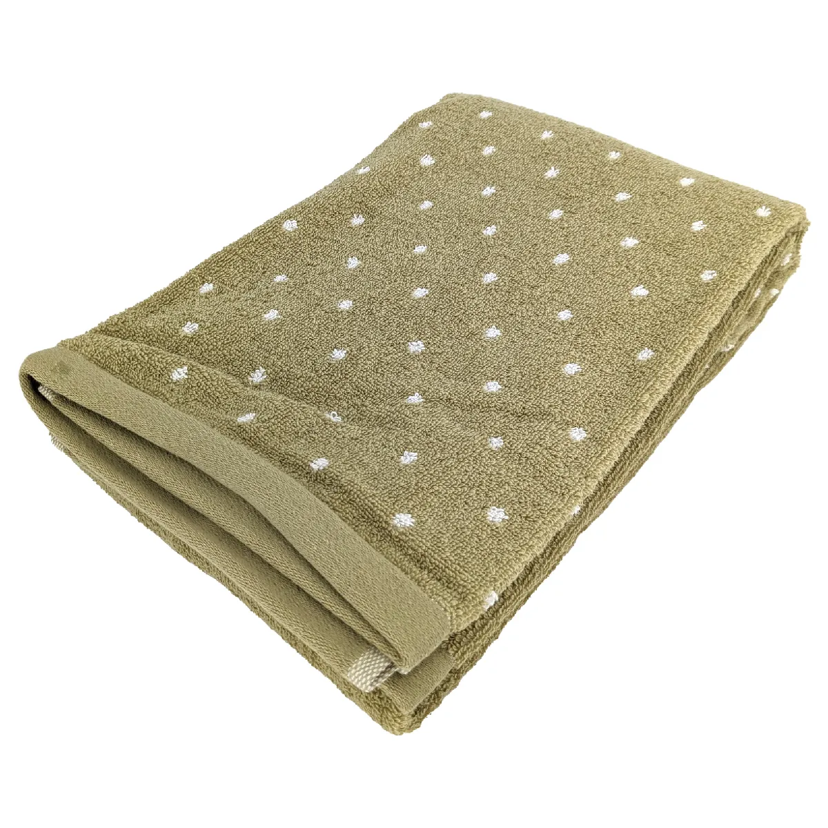 Drap De Douche En Coton 70x140 Cm Collection Efficient Dots Vert Olive
