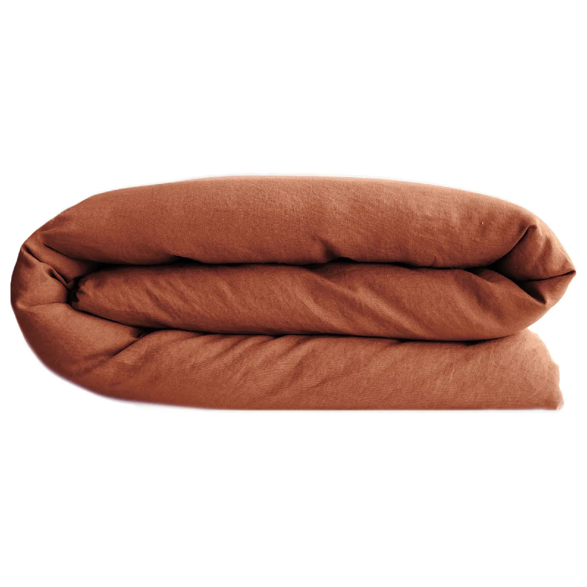 Housse De Couette Palace Pur Coton Lavé 200x200 Cm Uni Marron Terre Cuite