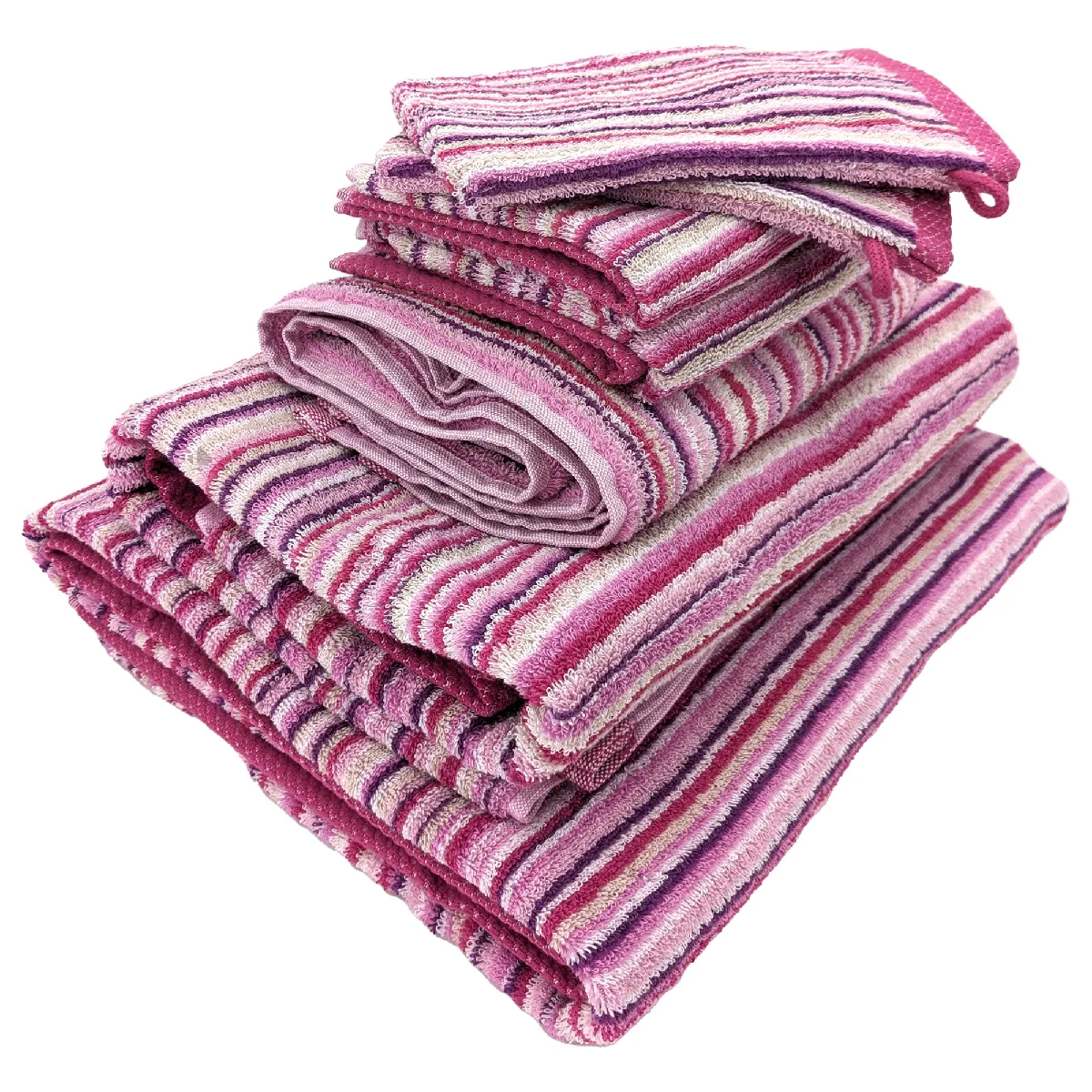 Parure De Bain Coton 500g/m2 Par 7 Pure Stripes Ii Rose