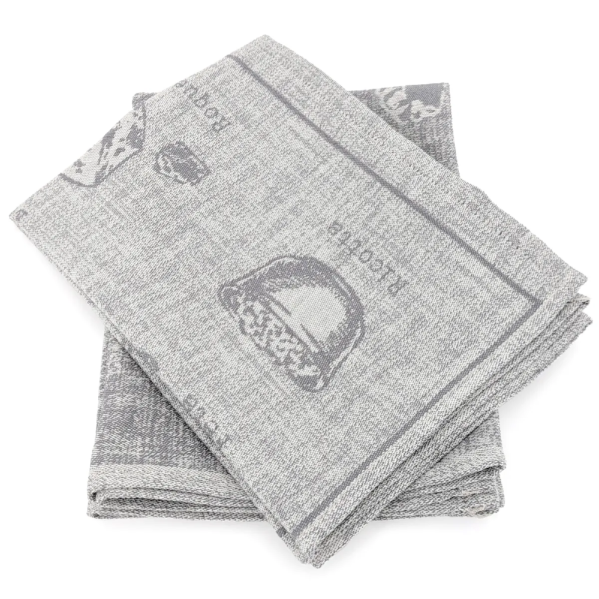Lot De 2 Torchons De Cuisine Pur Coton 50x70 Cm Motif Fromage Collection Cheese Gris