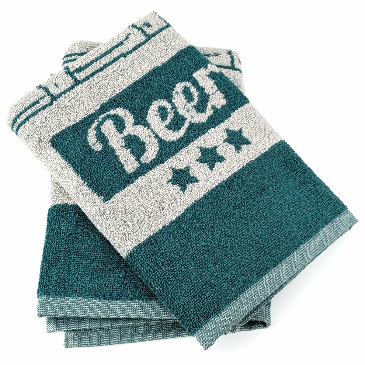 Lot De 2 Torchons De Cuisine Pur Coton 50x50 Cm Beer Motif De Bières Bleu