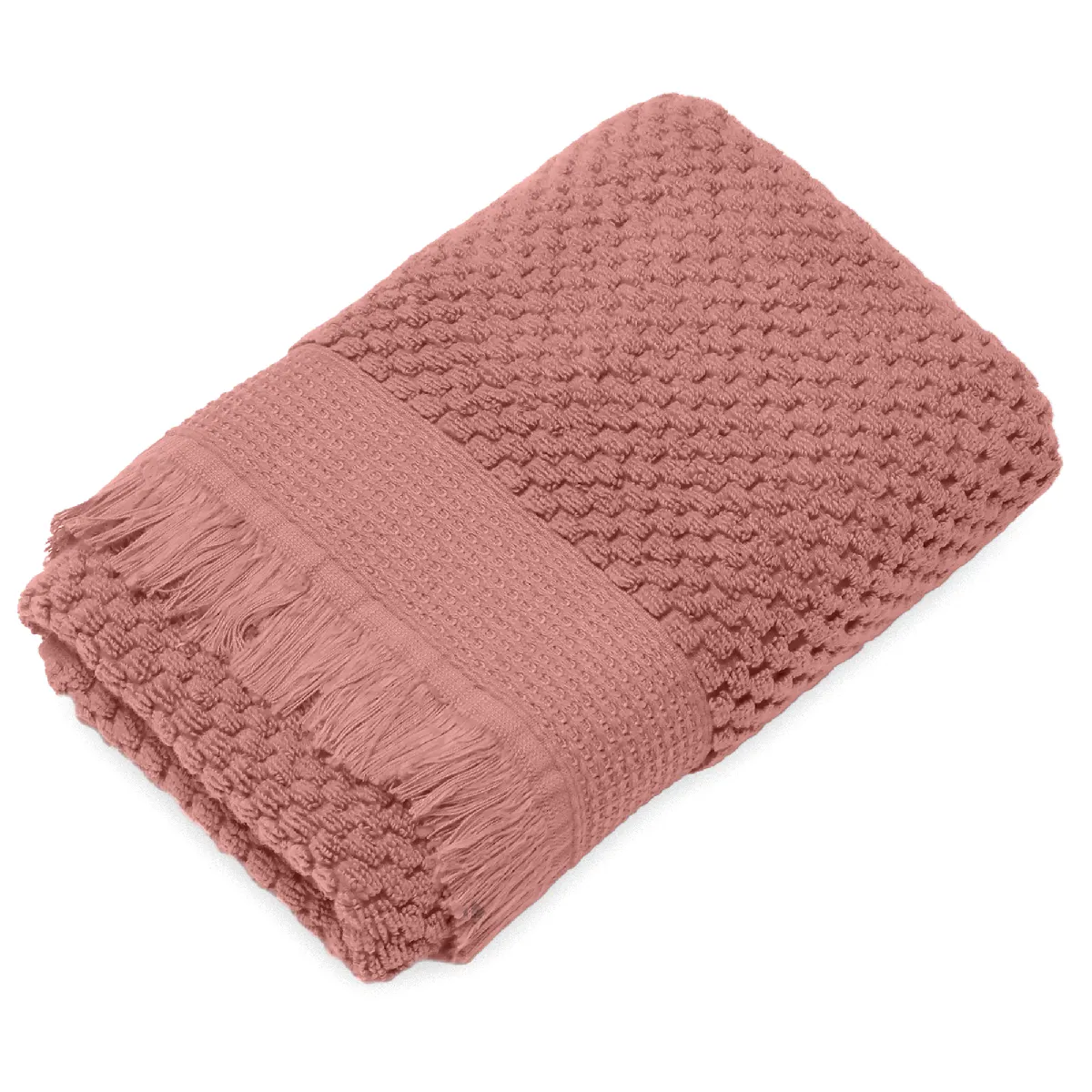 Serviette De Toilette 50x90 Cm Tethys Micro-coton Rose Pêche