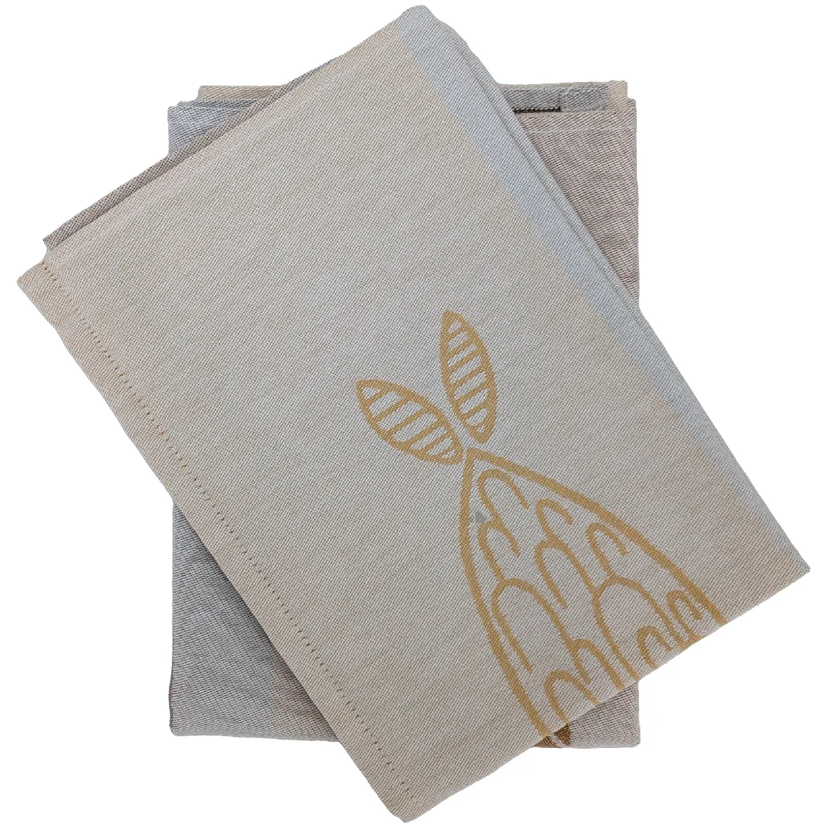 Lot De 2 Torchons De Cuisine Toile 50x70 Cm Collection Maris Jaune