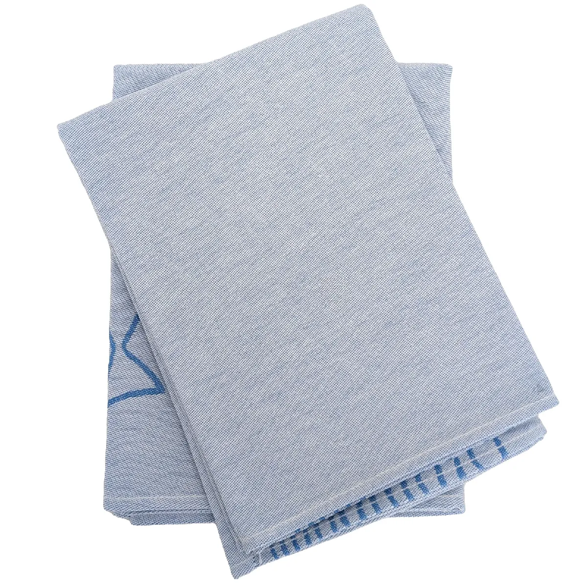 Lot De 2 Torchons De Cuisine Toile 50x70 Cm Collection Nautilus Bleu