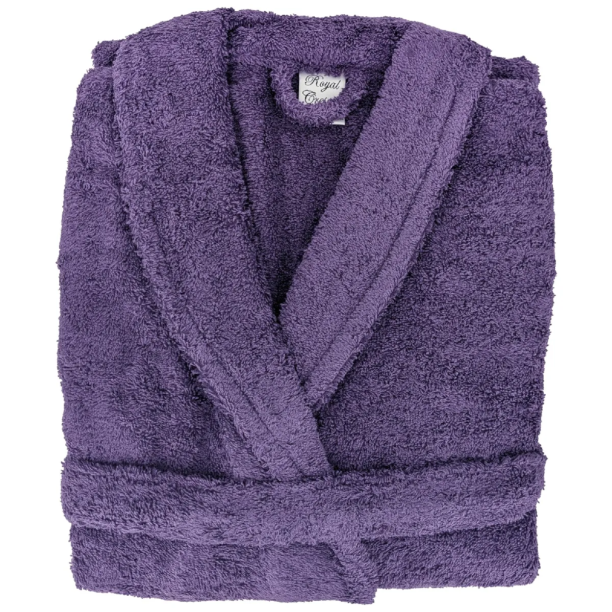 Peignoir Col Châle Royal Cresent Éponge Coton Taille L Violet Prune