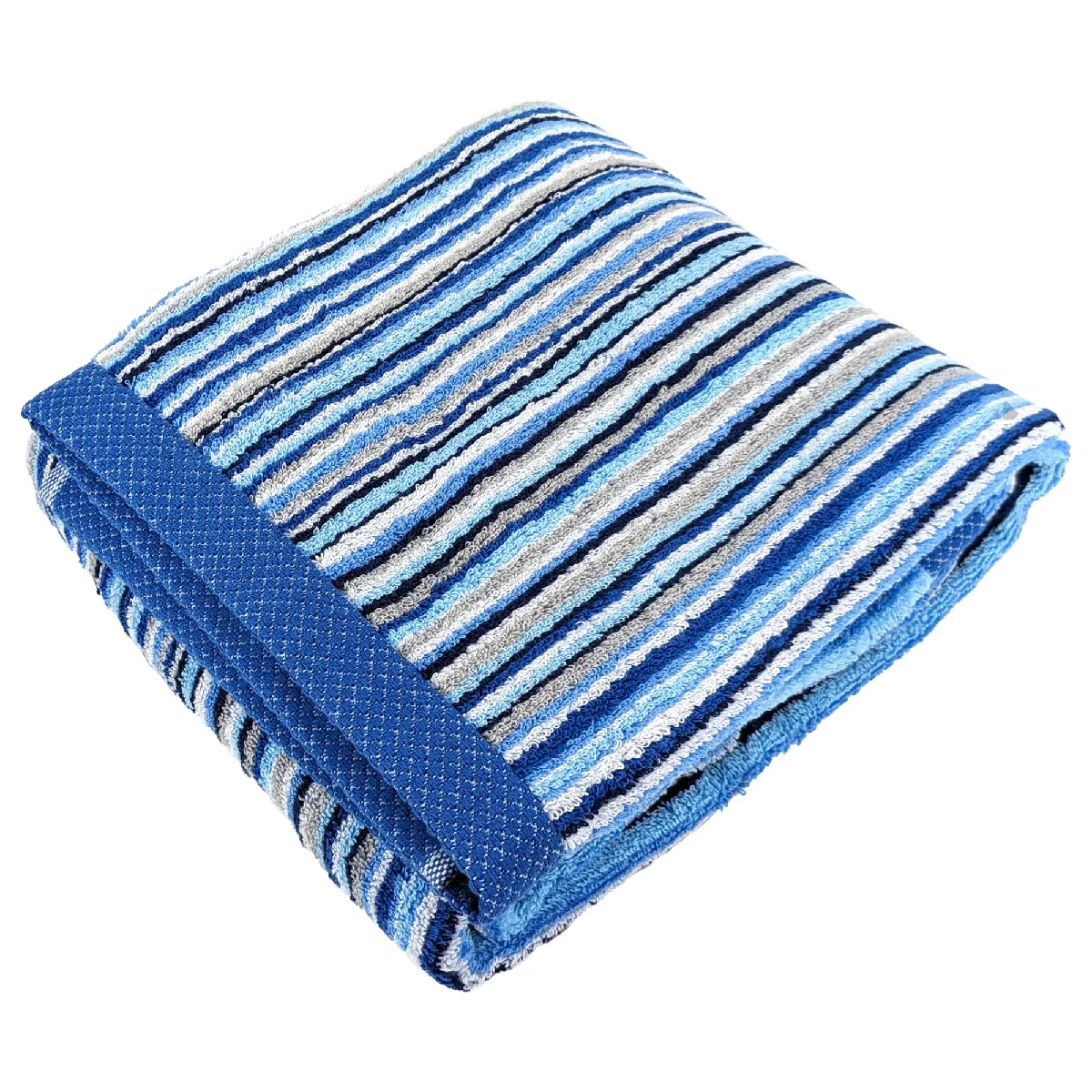 Drap De Bain Coton 500g/m2 Collection Pure Stripes Ii Bleu