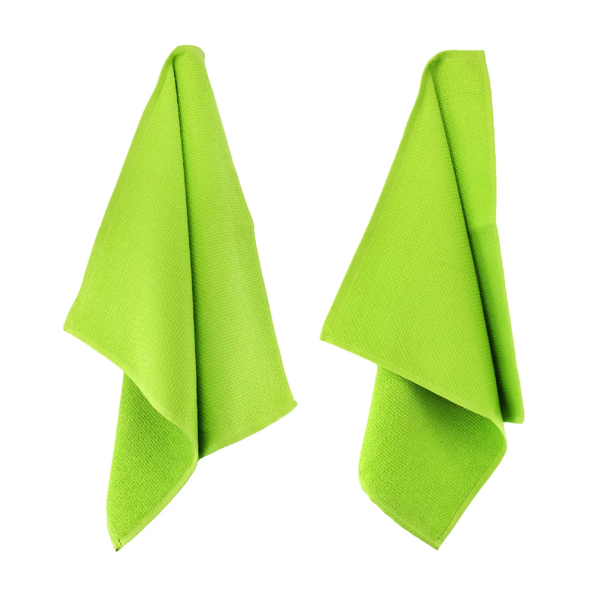 Lot De 2 Torchons De Cuisine 50x50 Cm Nid D'abeille Pure Kitchen Waffle Pistache