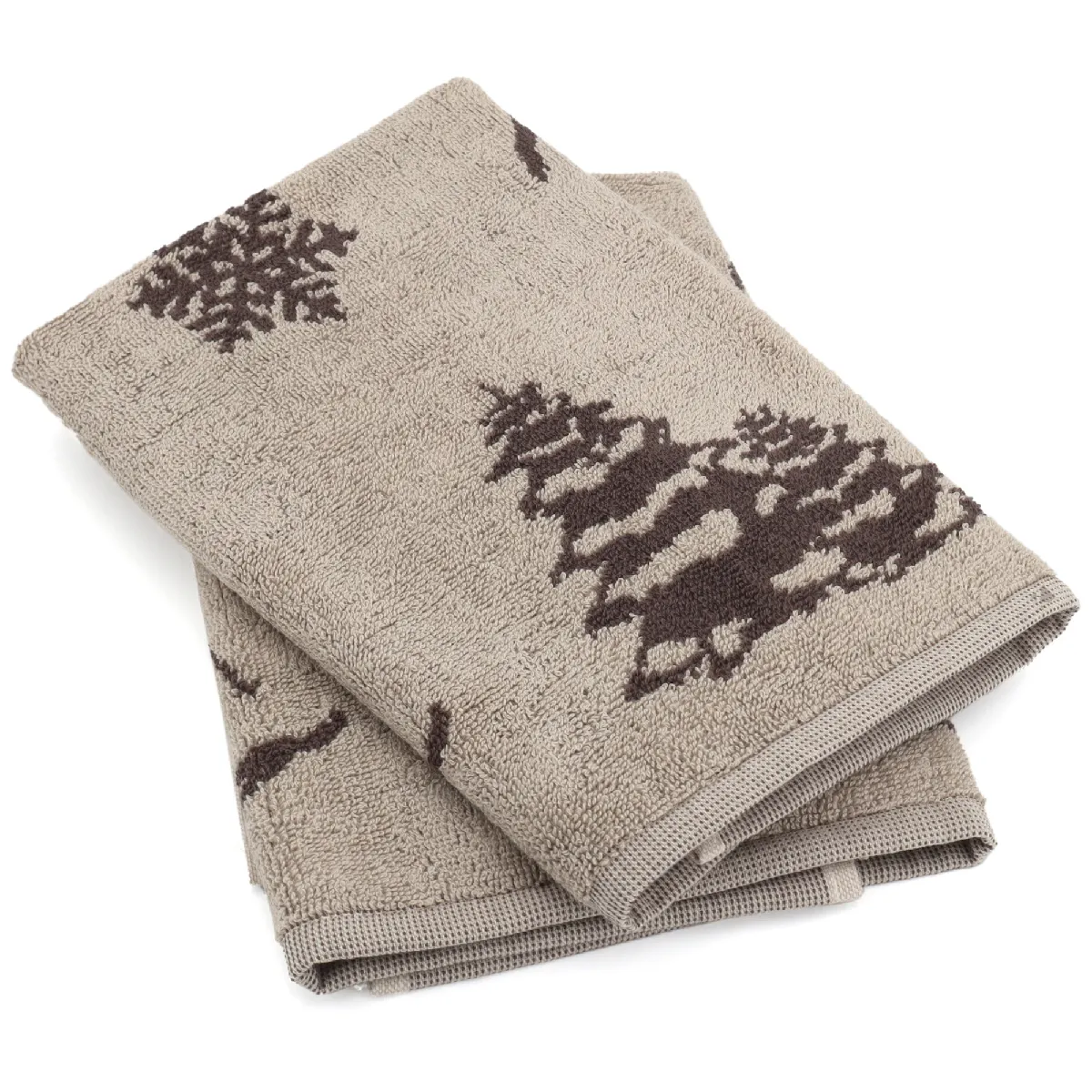 Lot De 2 Torchons De Cuisine Éponge 50x50 Cm Coton Ski Marron