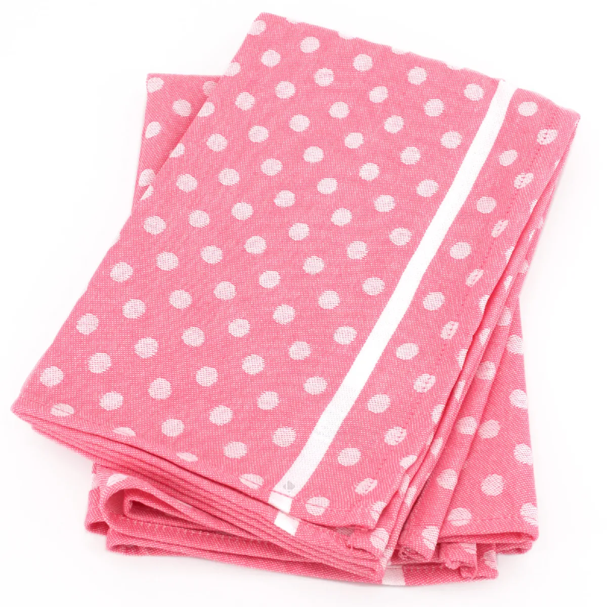 Lot De 2 Torchons De Cuisine Toile 50x70 Cm Dots Rose
