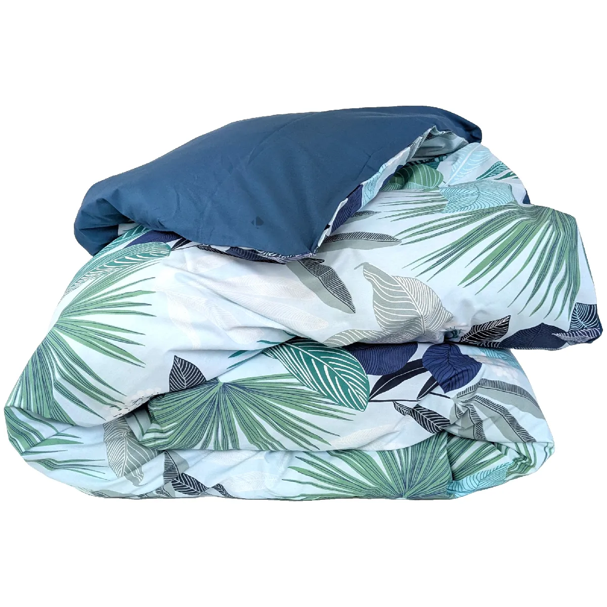 Housse De Couette 140x200 Cm Percale De Coton Moorea Pacific Bleu/vert