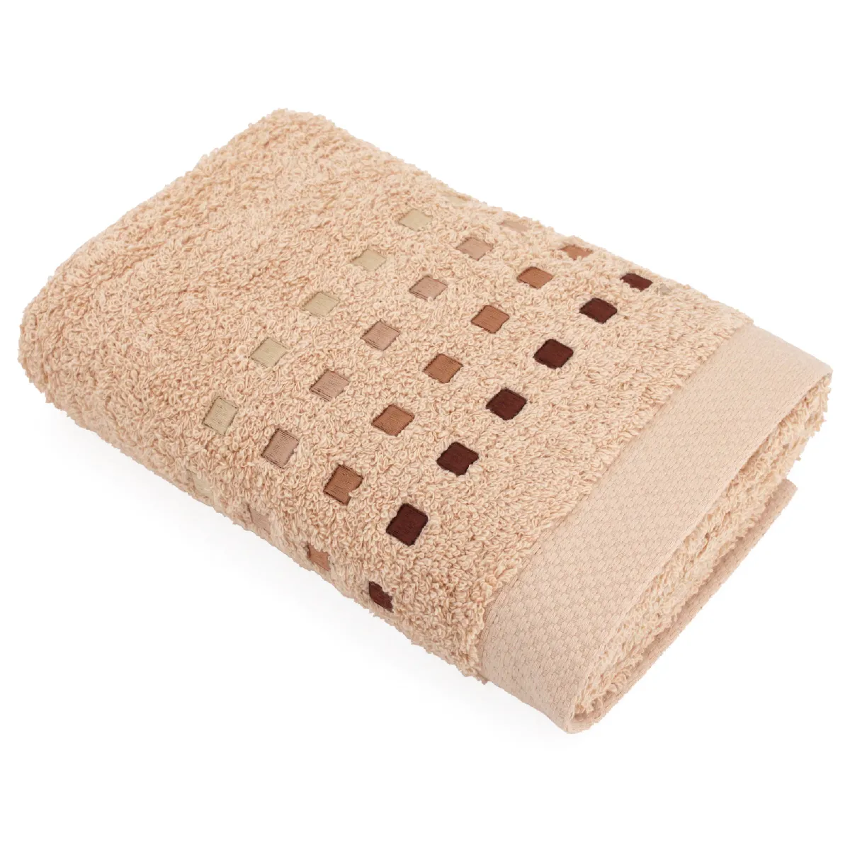 Linnea Pure Squares Serviette À Main Marron 50 X 100 Cm