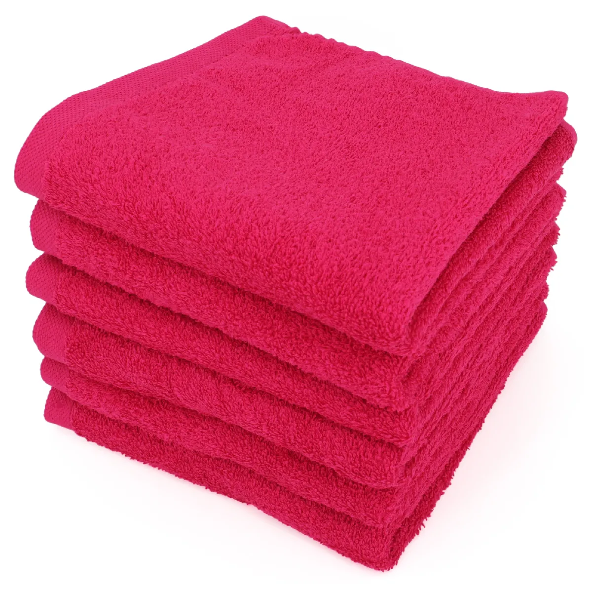 Lot De 6 Serviettes De Toilette 50x90 Cm Alpha Rose Fuschia