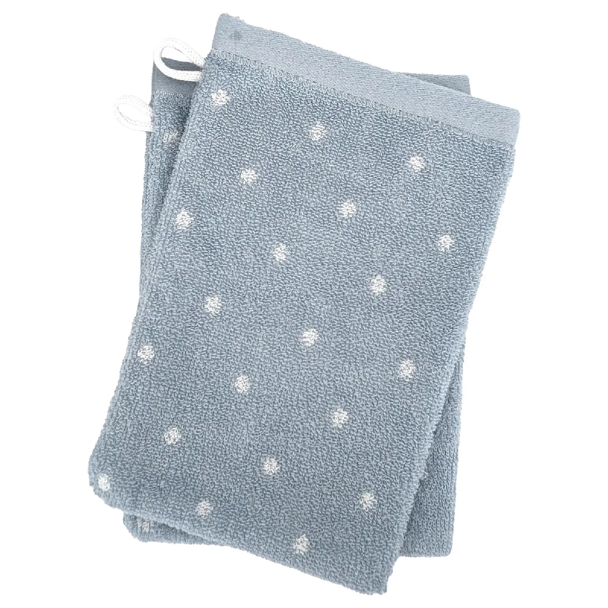 Lot De 2 Gants De Toilette 16x21 Cm Efficience Dots Bleu Capri