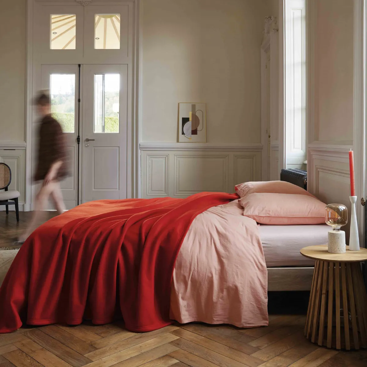 Couverture Polaire 240x260 Cm 100% Polyester 350g/m2 Teddy Rouge Terracotta