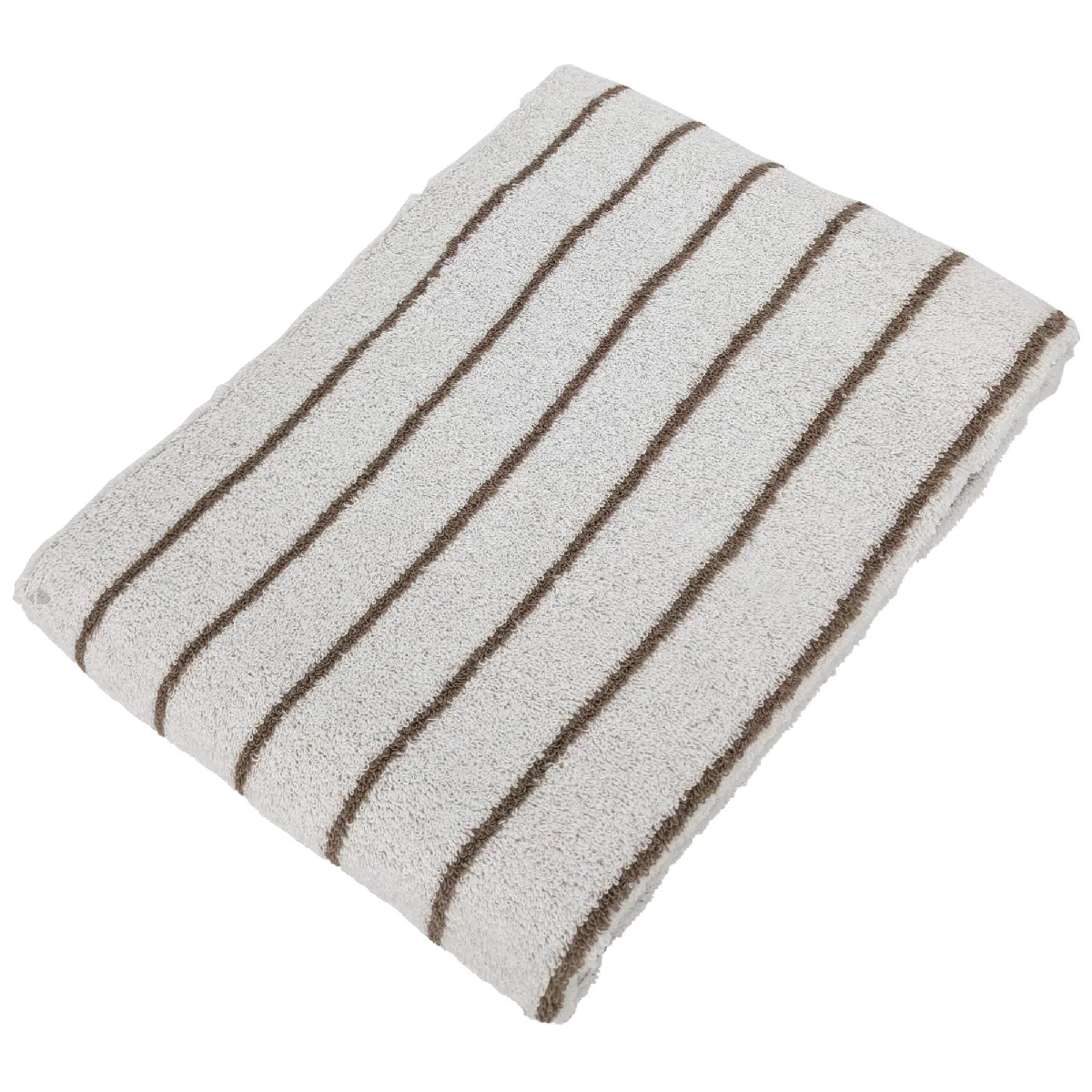 Drap De Bain Coton 100x150cm Pure Light À Rayures Marron