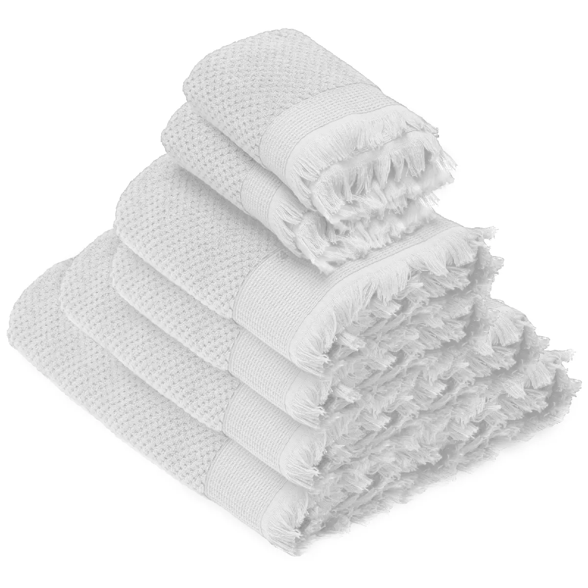 Parure De Bain Tethys 6 Pièces Micro-coton Blanc Neige
