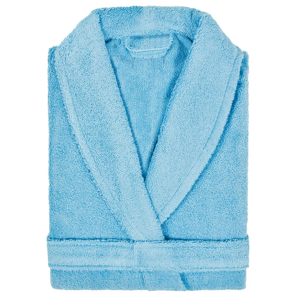 Peignoir Col Châle Adulte Pure Coton Xl Bleu Ciel