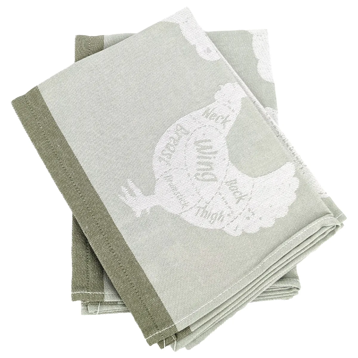 Lot De 2 Torchons De Cuisine Pur Coton 50x70 Cm Grilluxe Vert