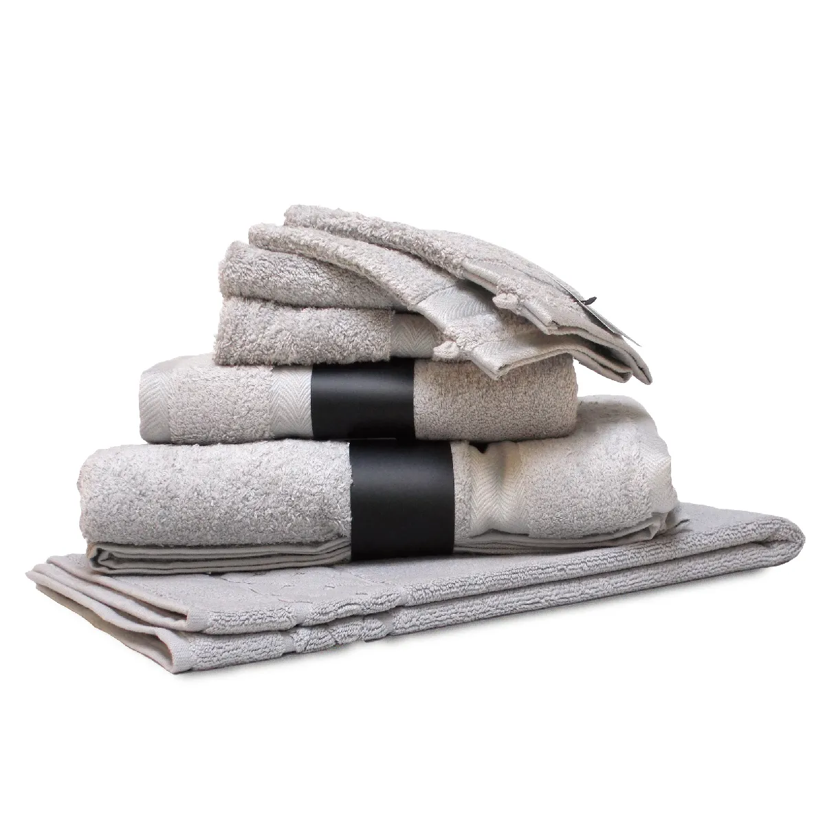 Parure De Bain 7 Pièces Royal Cresent Gris Platine 650g/m2