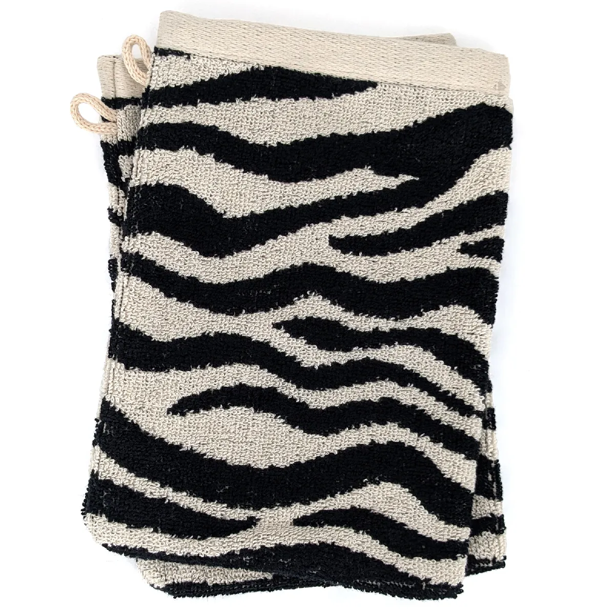 Lot De 2 Gants De Toilette Absorbants Coton Zebra Beige