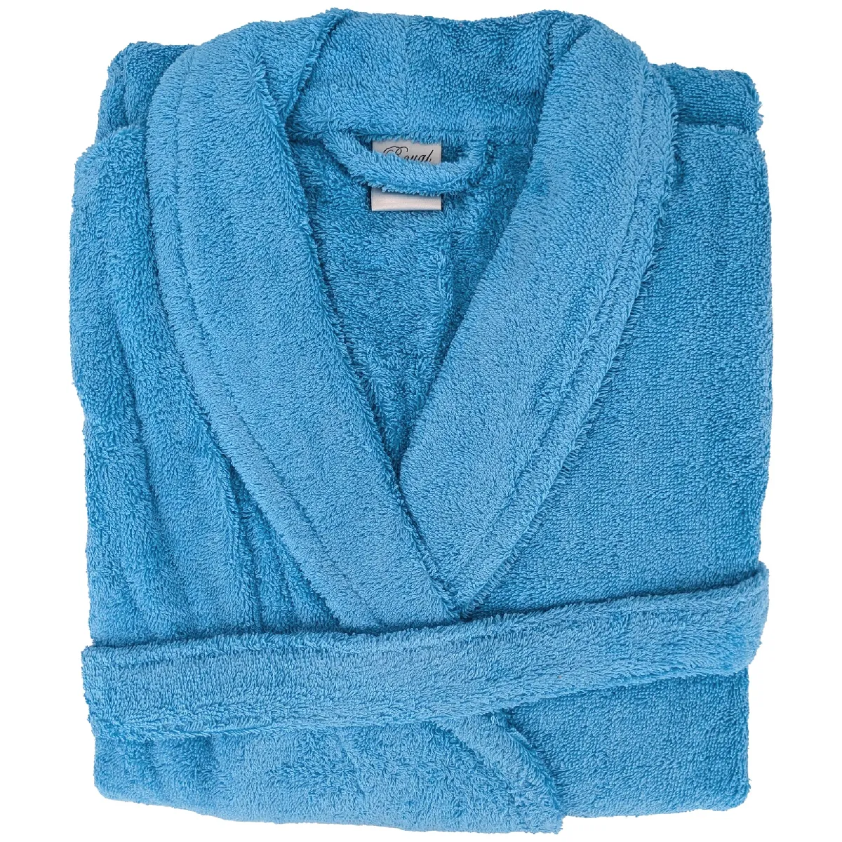 Peignoir Col Châle Royal Cresent Éponge Coton Taille Xl Bleu Ciel