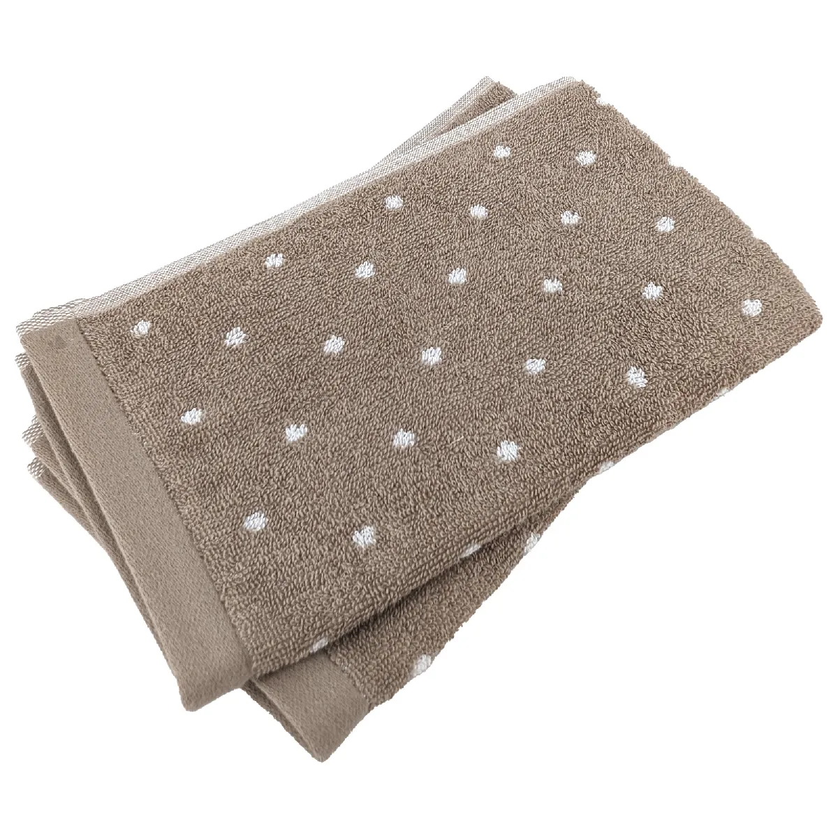 Lot De 2 Serviettes Invité 33x50 Cm Efficience Dots Marron Roble