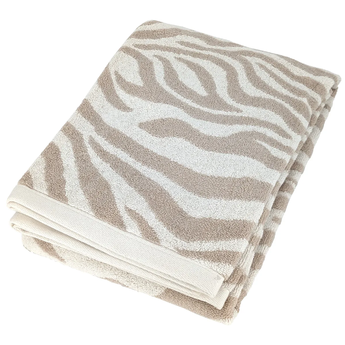 Drap De Douche 70x140 Cm Zebra Soft Pur Coton Motif Zèbre Beige