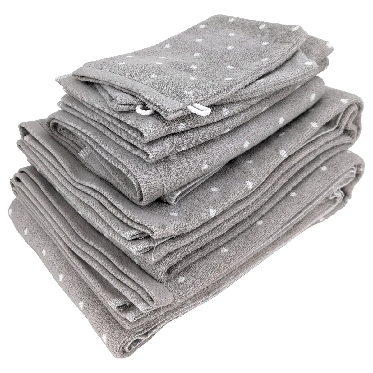 Parure De Bain 7 Pièces Collection Efficient Dots Gris Lunar