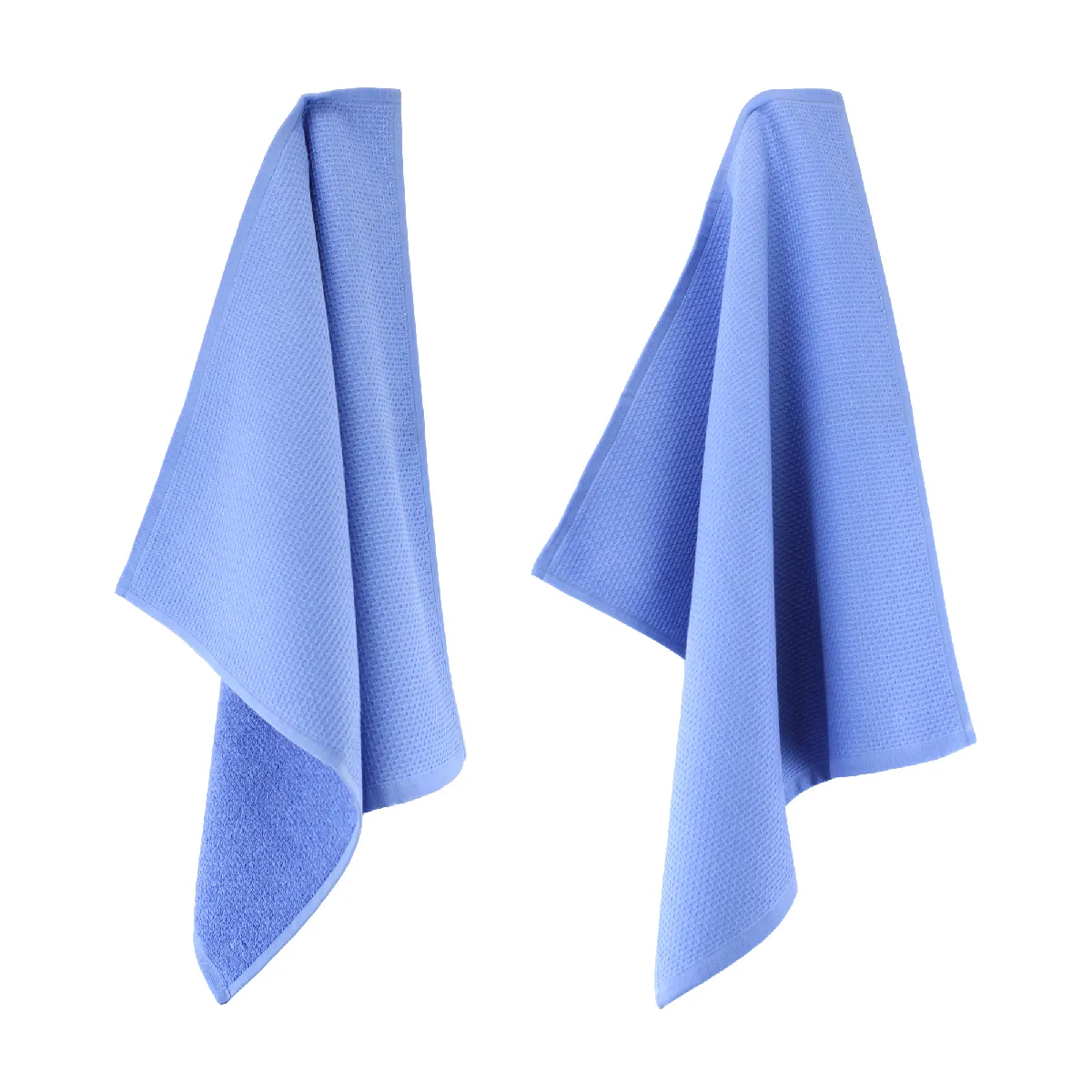Lot De 2 Torchons De Cuisine 50x50 Cm Nid D'abeille Pure Kitchen Waffle Bleu Mer