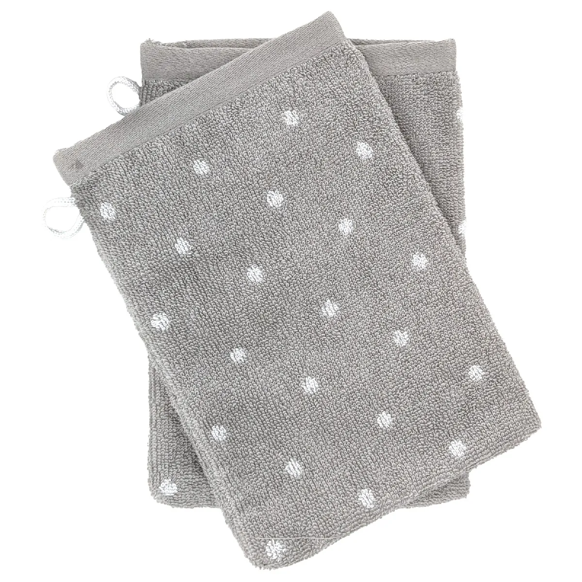 Lot De 2 Gants De Toilette 16x21 Cm Efficience Dots Gris Lunar