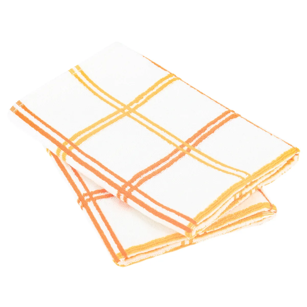 Lot De 2 Torchons De Cuisine Éponge 50x50 Cm Squares Orange