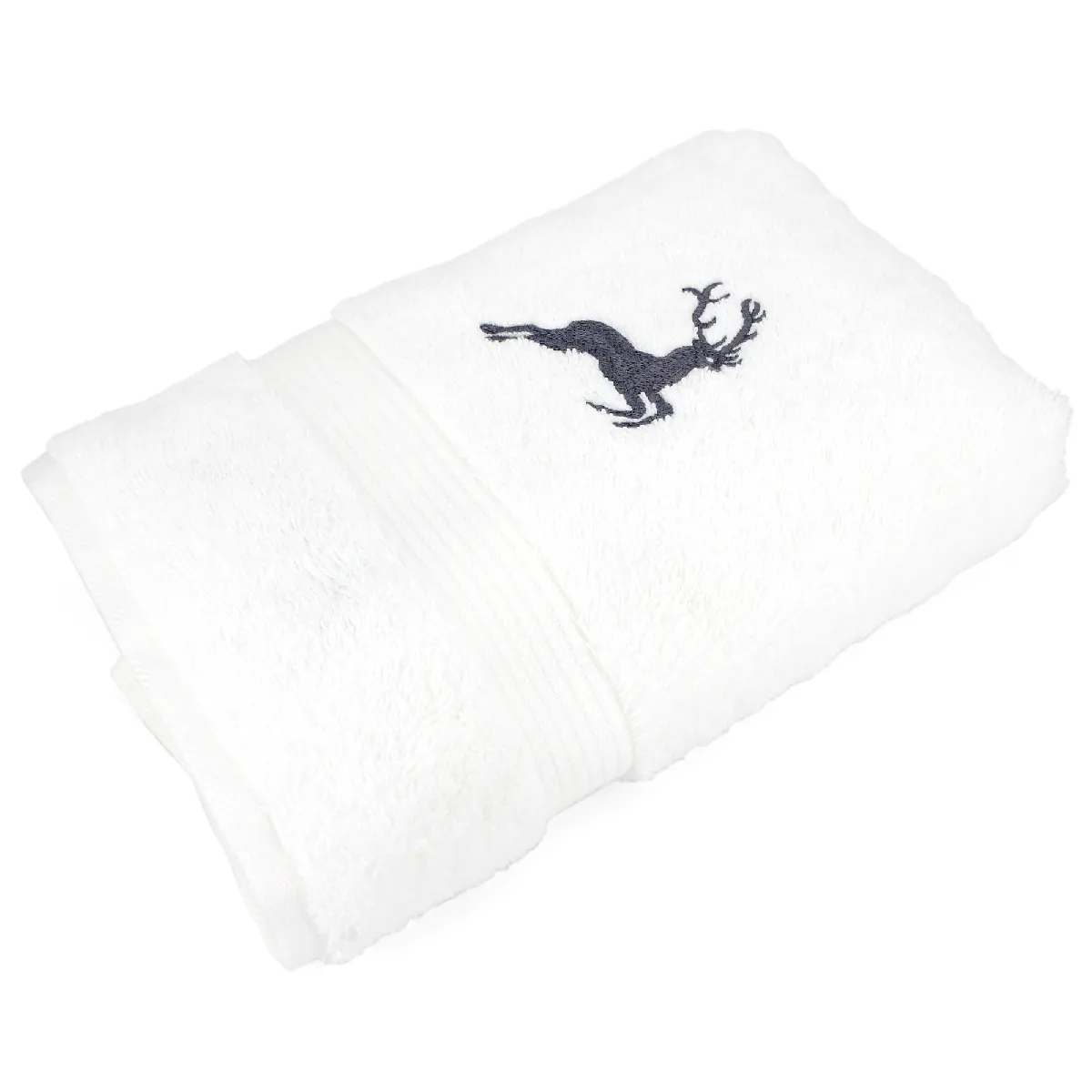 Serviette De Toilette 50x100 Cm Hirsh Blanc/gris 600g/m2