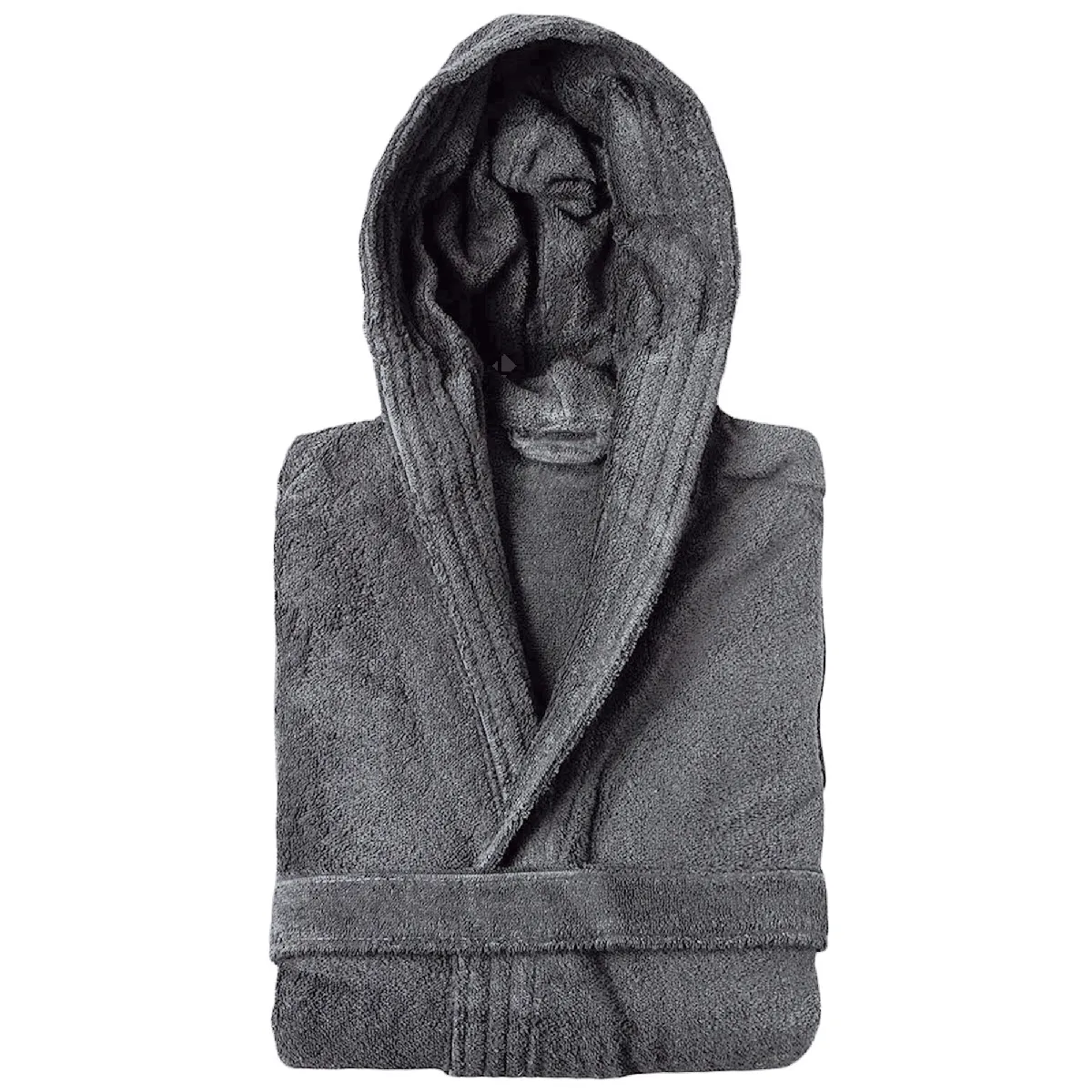Peignoir À Capuche Adulte Pure Coton S Hauteur Courte Gris Anthracite