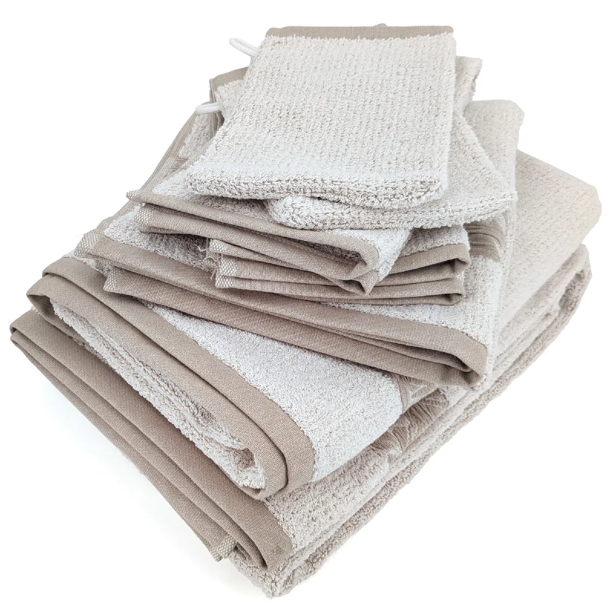Parure De Bain 7 Pièces Folium Éponge En Coton 520 G/m² Beige