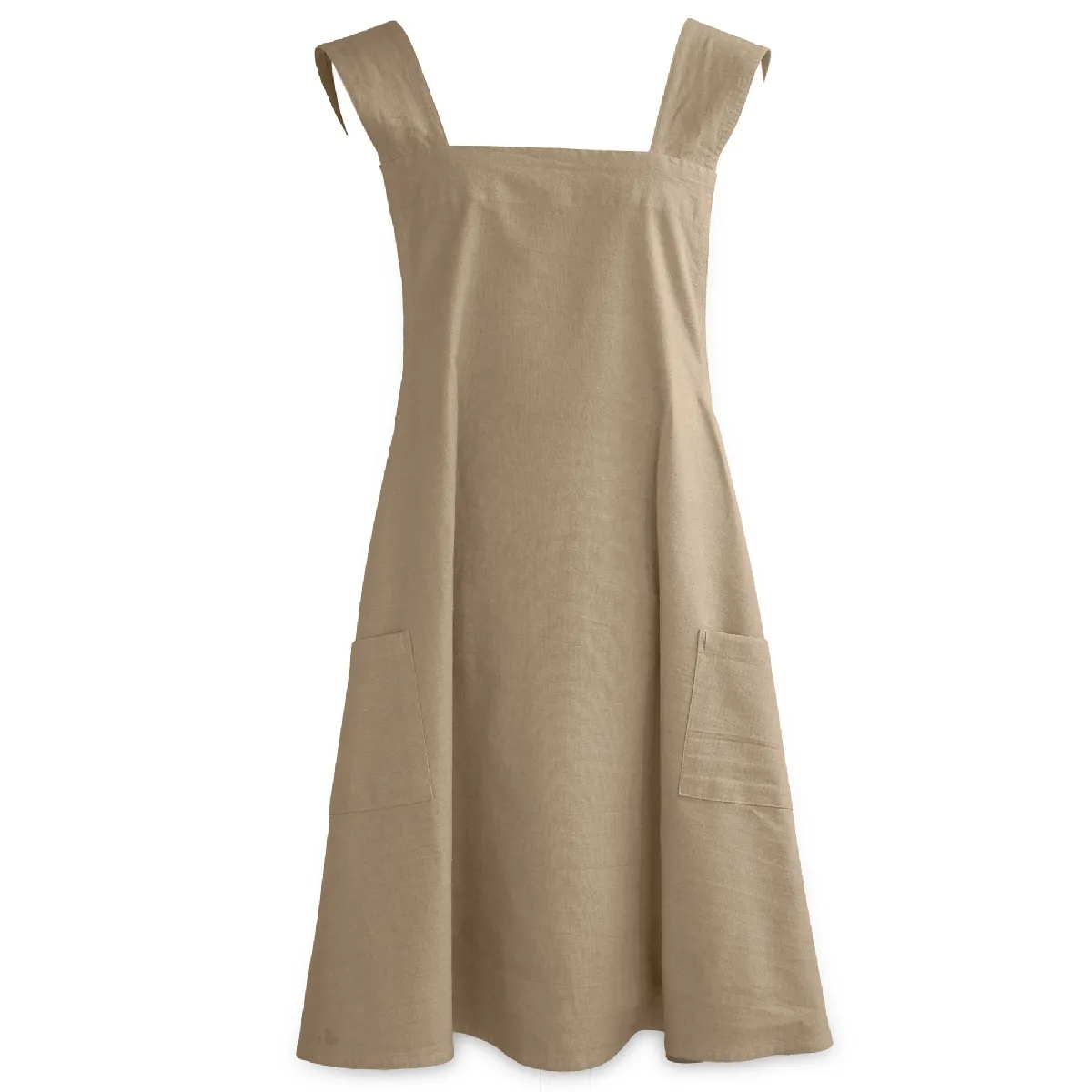 Tablier De Cuisine Japonais Lin Et Coton 90x103 Cm Collection Mattis Marron Camel