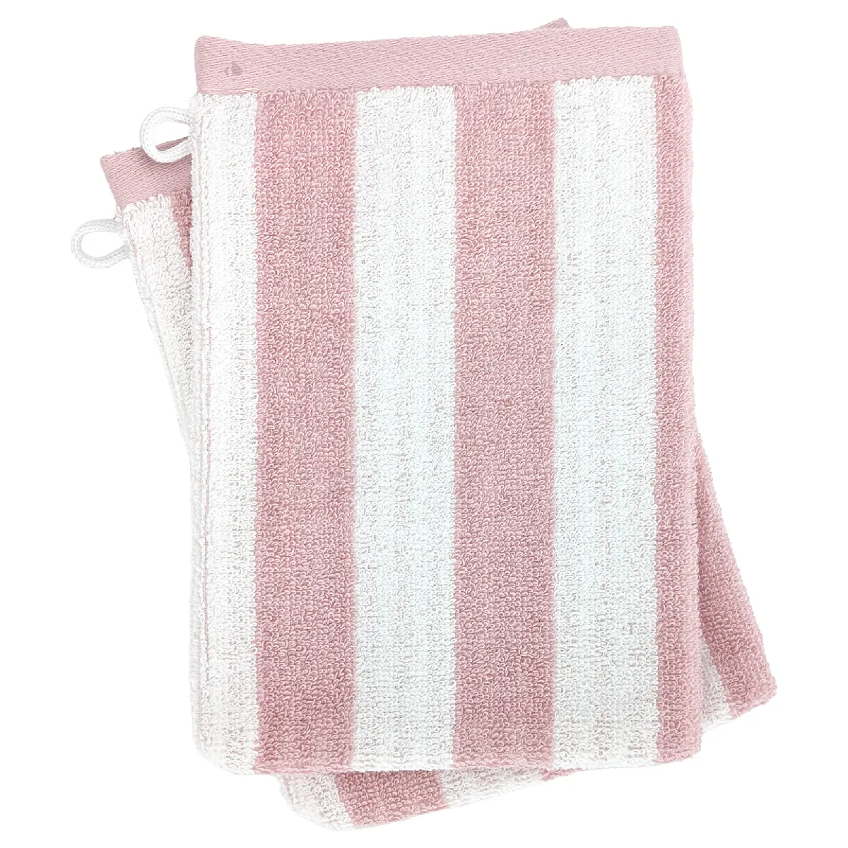 Lot De 2 Gants De Toilette 16x21 Cm Efficience Stripes Rose Flamingo