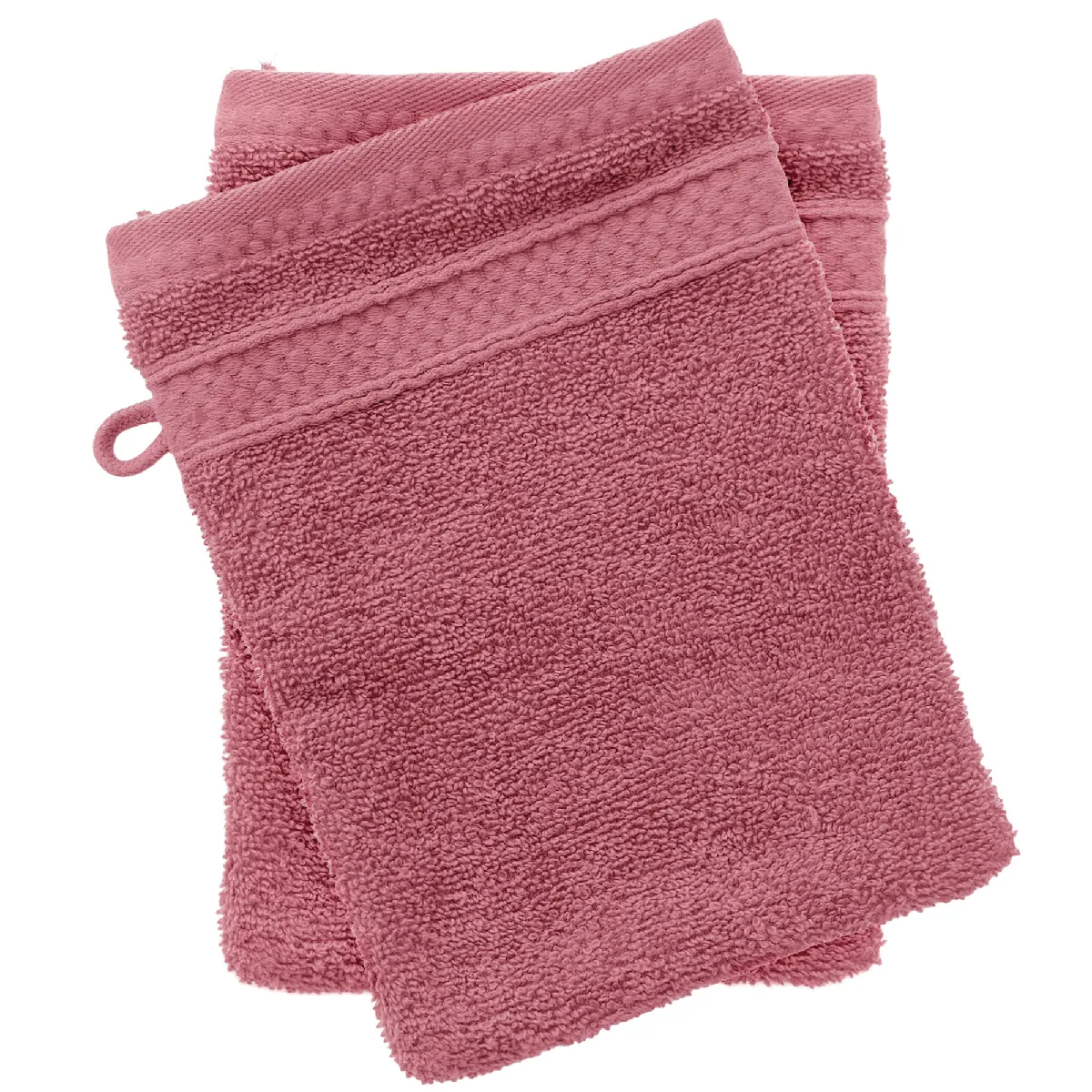 Lot De 2 Gants De Toilette Coton 550g/m2 Naïa Rose Bois De Rose