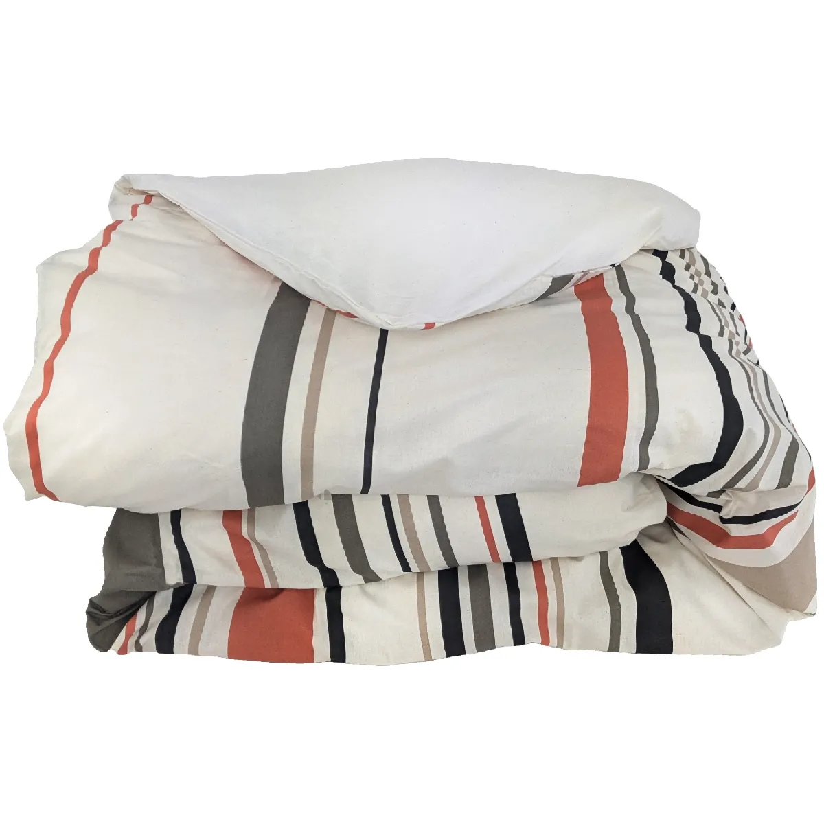 Housse De Couette 280x240 Cm Coton Hugo Beige/corail