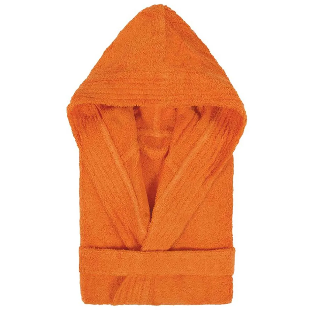 Peignoir À Capuche Enfant Pure Coton 12 Ans Orange Butane