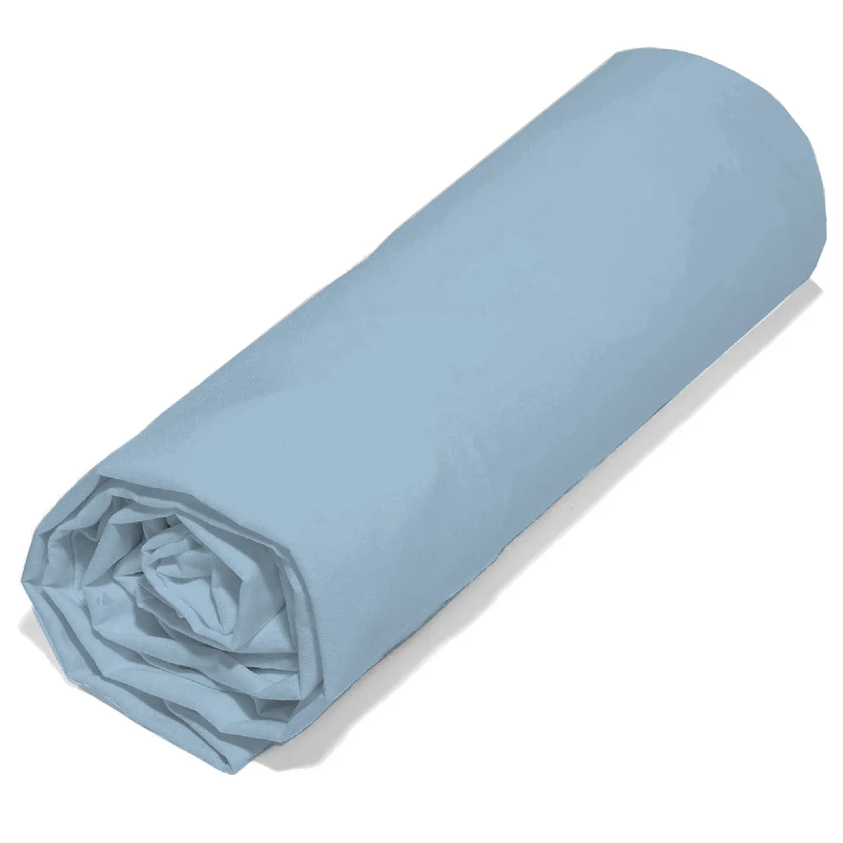Drap Housse 90x190 Cm En 100% Polyester Microfibre Lago Bleu Ciel Bonnet 23 Cm