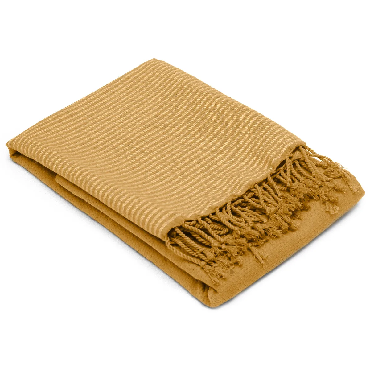 Drap De Plage Nid D'abeille 100x200 Cm Coton 230 G/m² Jaune Curry