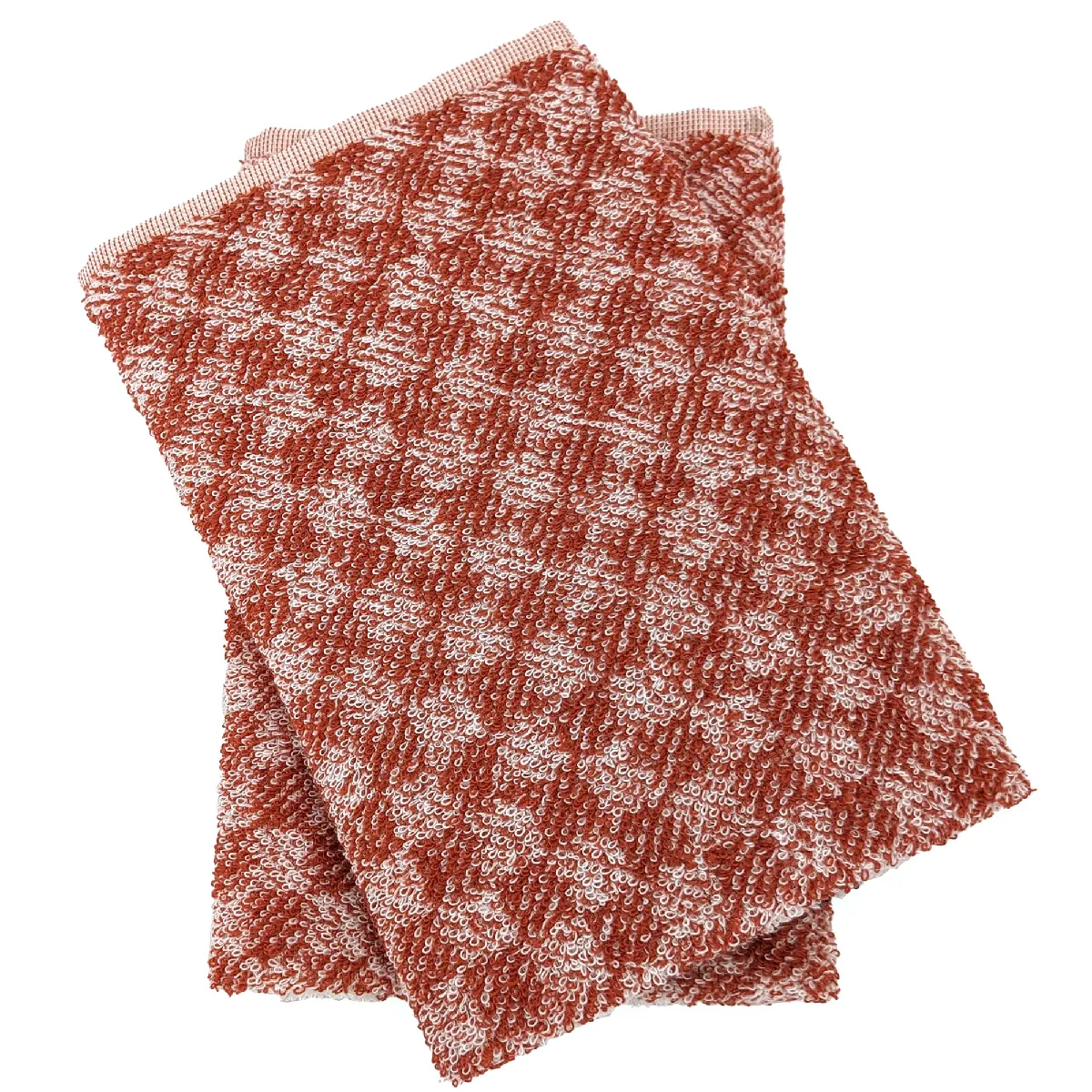 Lot De 2 Torchons De Cuisine Pur Coton 50x50 Cm Formentera Brique