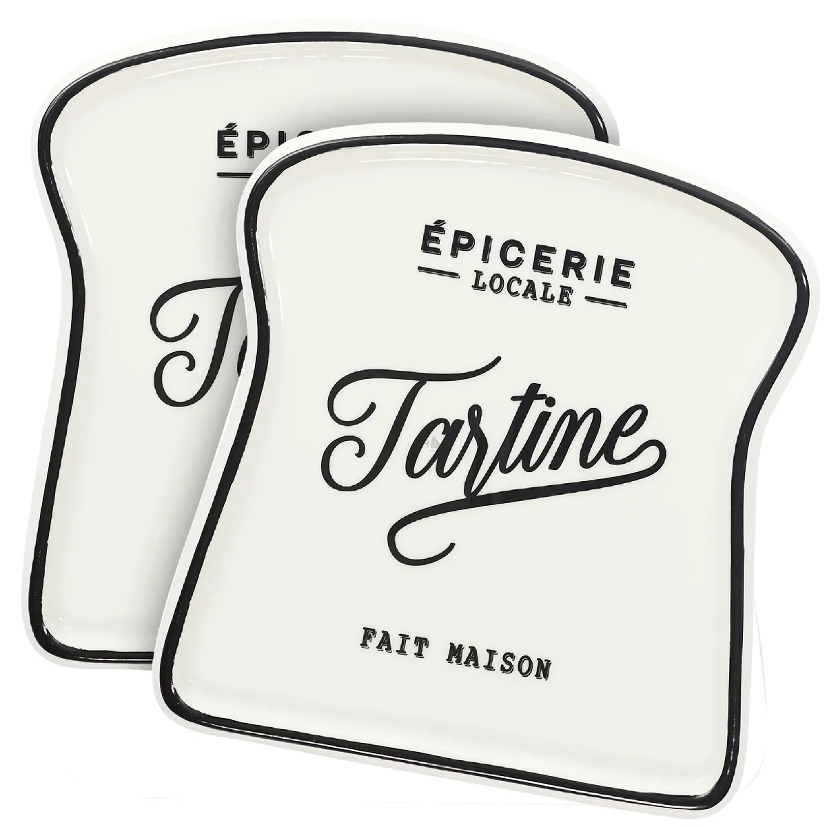 Lot De 2 Assiettes Creuses En Céramique Brooklyn Blanc Et Noir