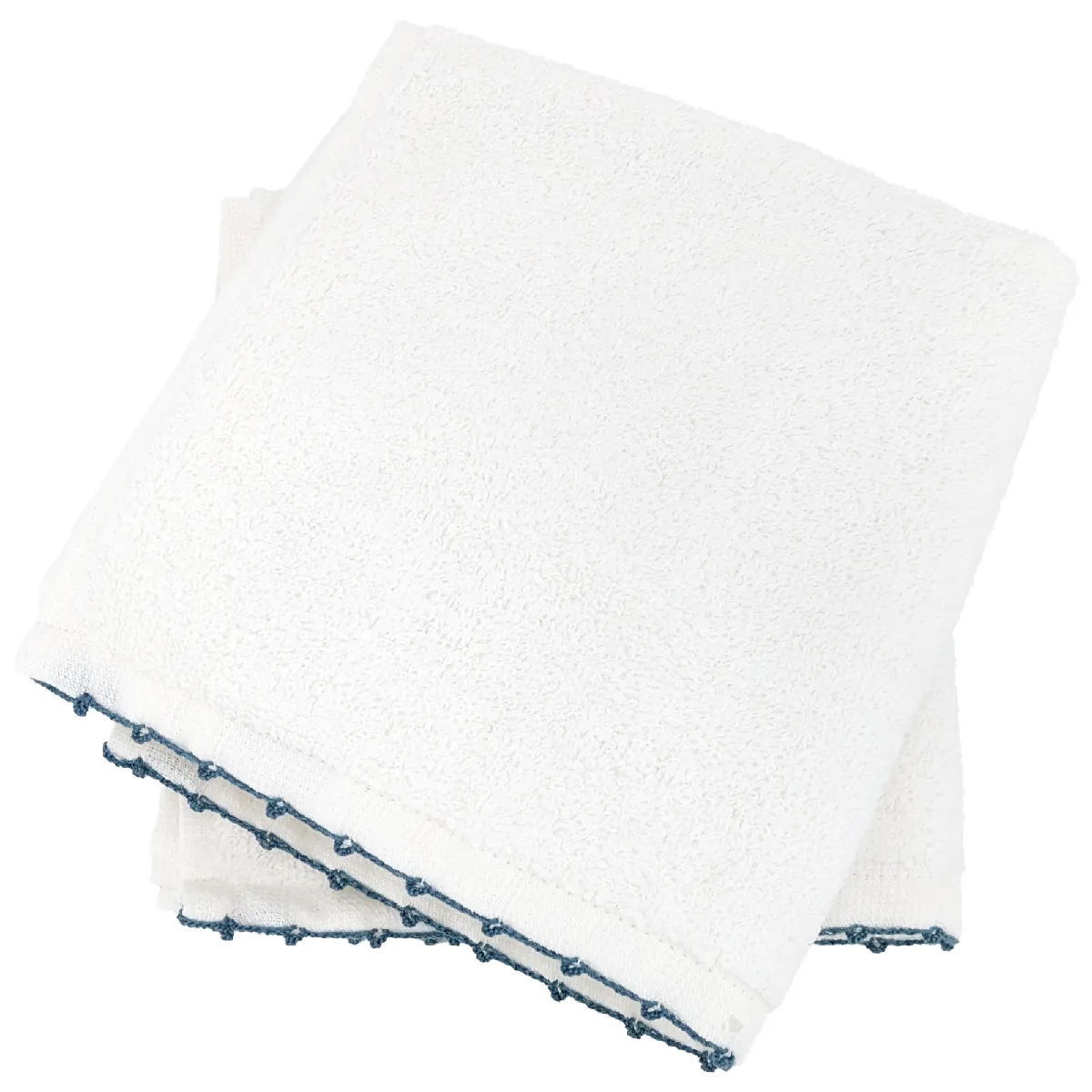Lot De Deux Serviettes Invité 33x50 Cm Pur Coton Collection Orla Avec Picueta Bleu