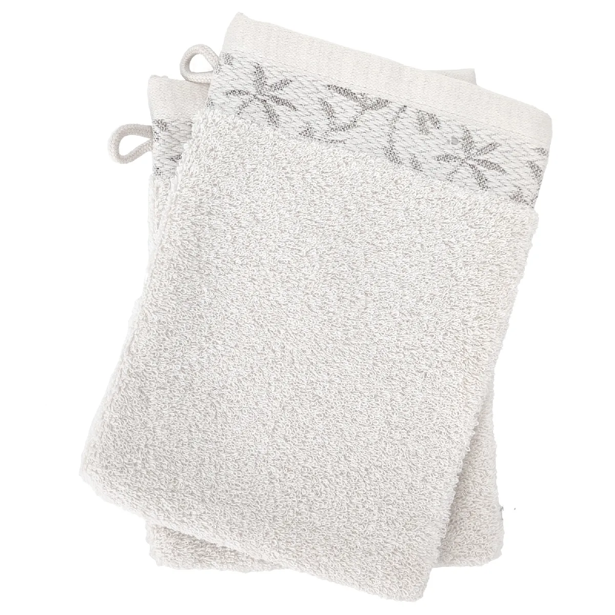 Lot De 2 Gants De Toilette 16x21 Cm Dry Vine Coton Beige