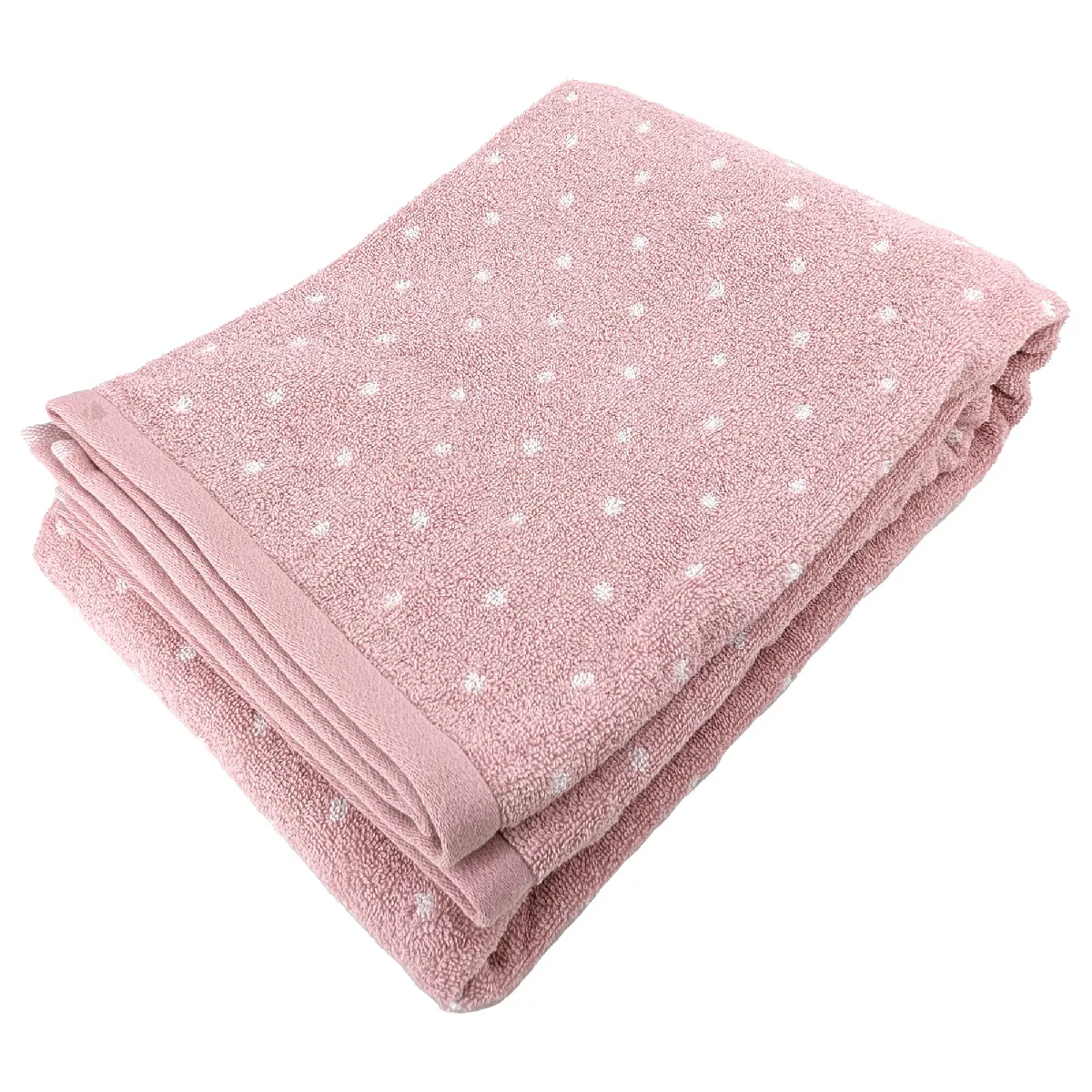 Drap De Douche En Coton 70x140 Cm Collection Efficient Dots Rose Flamingo