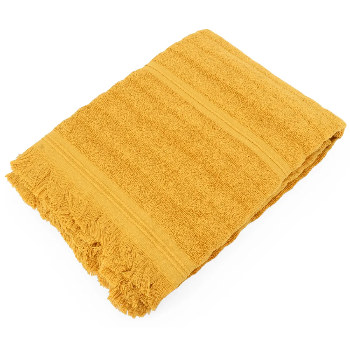 Drap De Bain 100x150 Cm Natural Stripes Curry