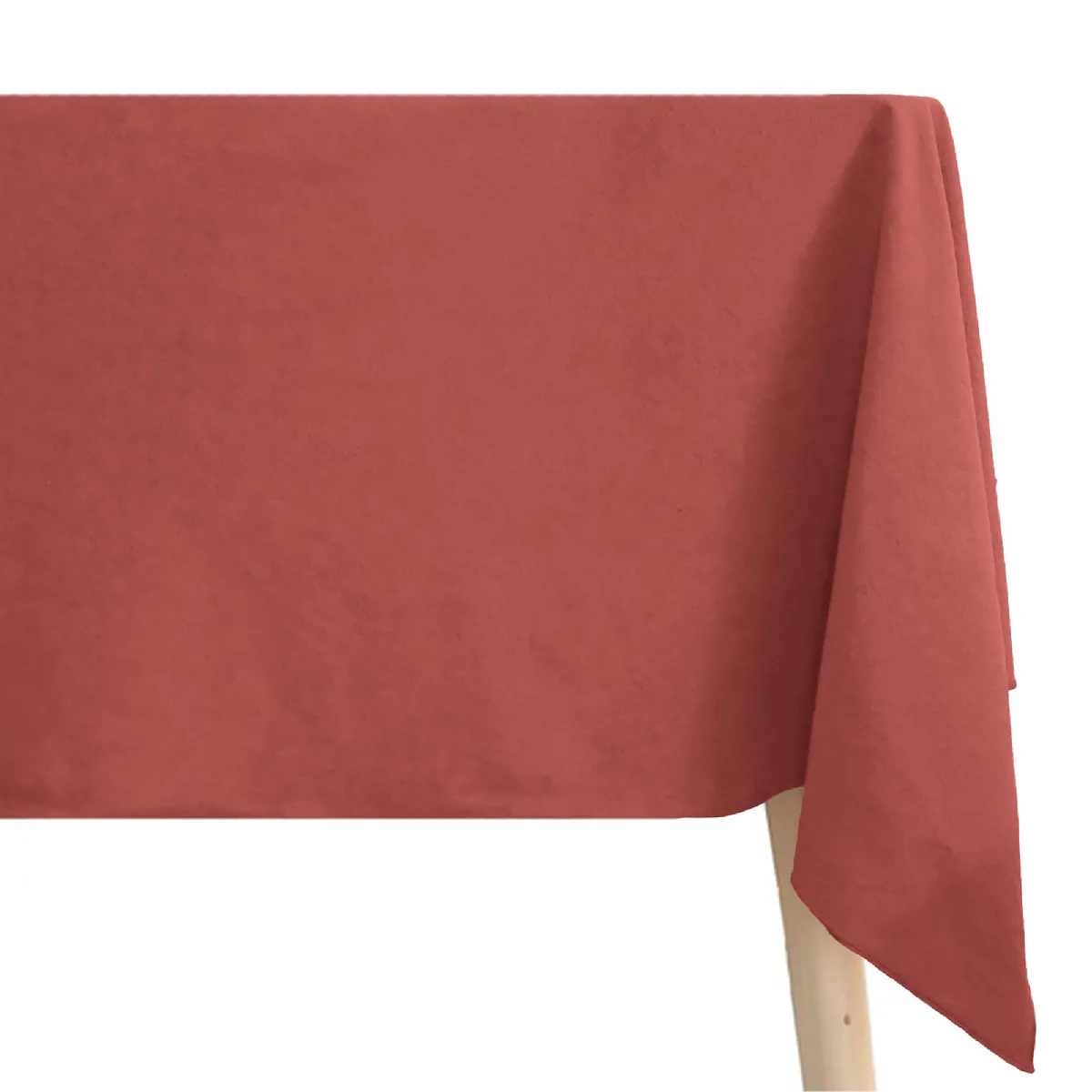 Nappe Rectangulaire Coton Lavé 160x300 Cm Hono Rose Pêche Finition Point Bourdon