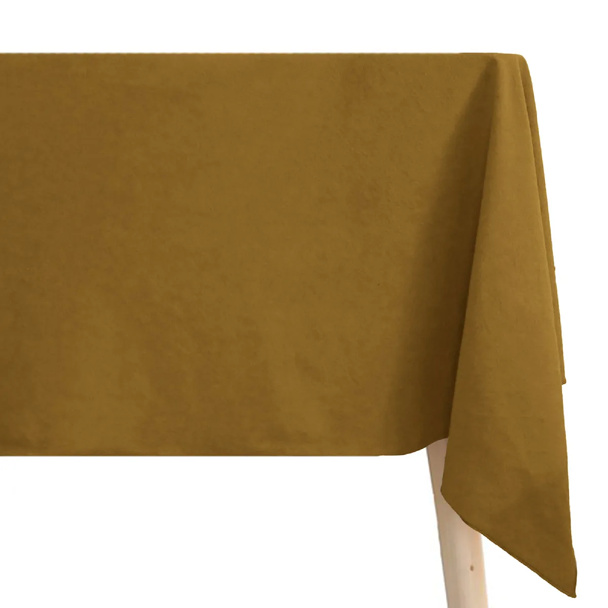 Nappe Rectangulaire Coton Lavé 160x200 Cm Hono Marron Foin