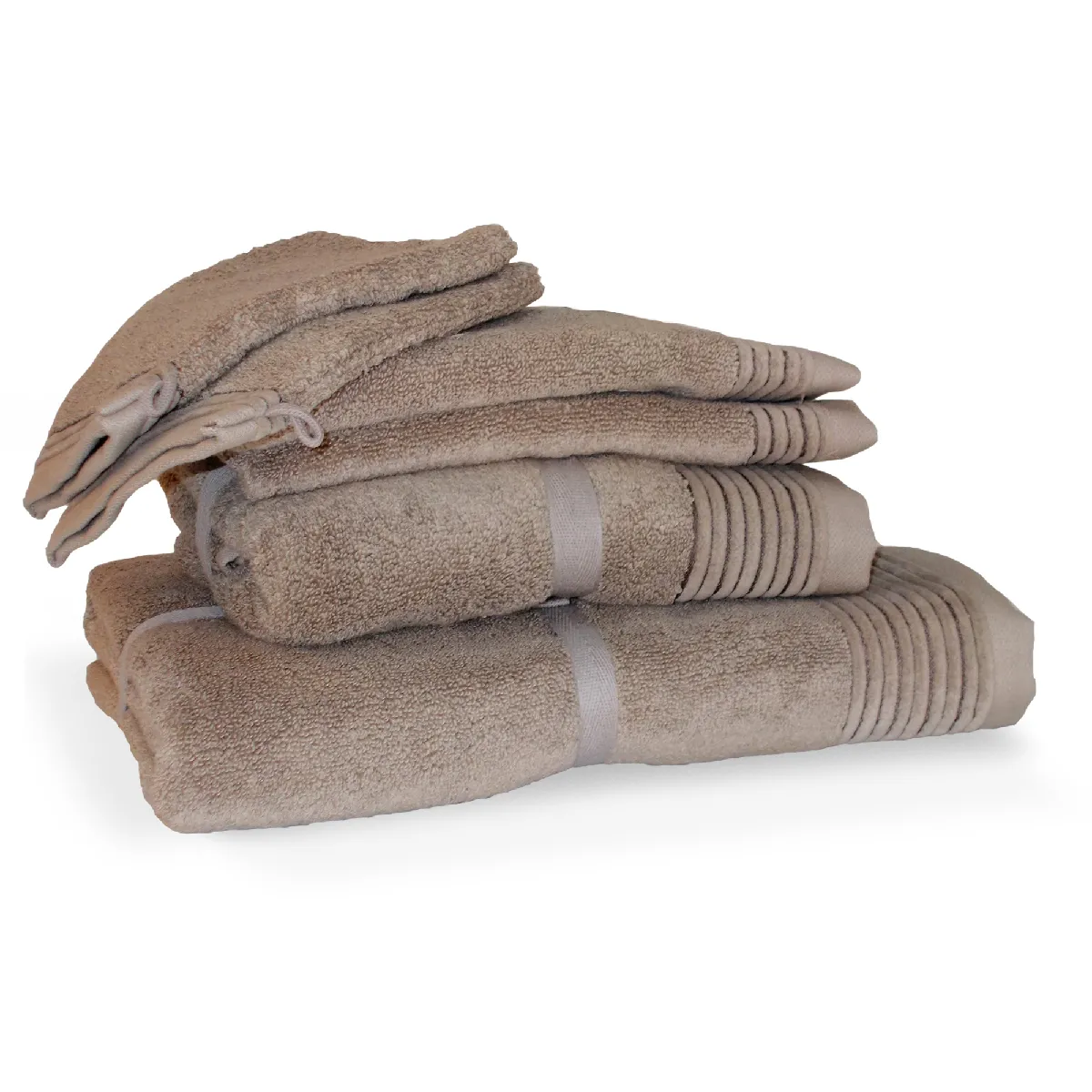 Parure De Bain 6 Pièces Juliet Beige 520g/m2